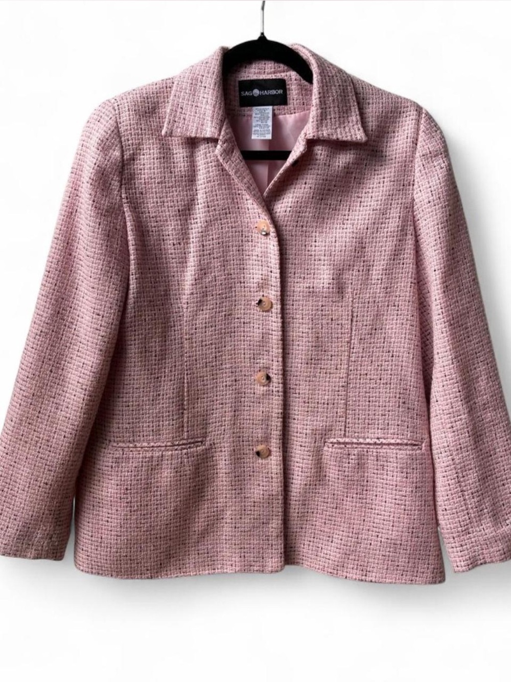 Sag Harbor Barbie Pink Tweed button up  blazer Jacket legally blonde preppy 8